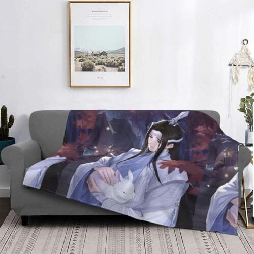 Mo Dao Zu Shi Blankets Flannel Textile Decor Lan Wanji Breathable Warm Throw Blankets for Bedding Car Rug Piece