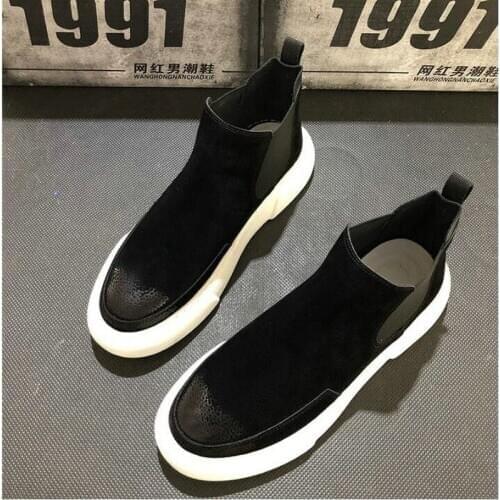New brand suede leather high quality design motorcycle on mens Chelsea boots fashion mens flat shoes ankle boots