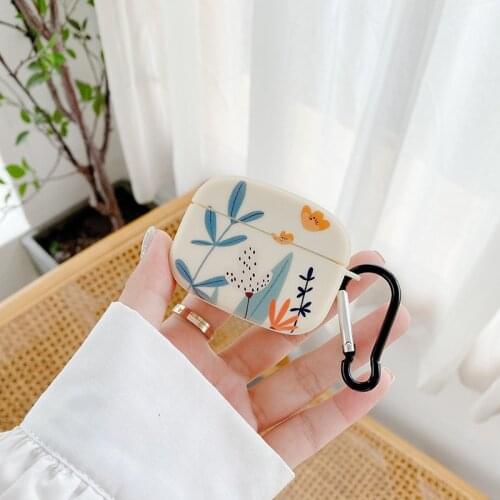 Fashion Plant flower love heart keychain chain Wireless Headset bluetooth soft case for Apple AirPods 1 2 cover for airpods pro