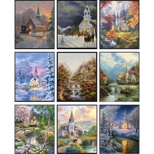 Embroidery Counted Cross Stitch Kits Needlework - Crafts 14 ct Aida DIY Arts Handmade Decor - Chapel and Church Collection 1