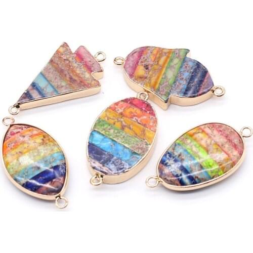 New Fashion Chakra Emperor Stone Charms Pendant Connector for Jewelry Making DIY Necklace Bracelet Accessories Gift Wholesale
