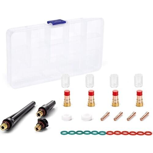 23pcs/set New Pyrex TIG Welding Torch Gas Lens #10 Pyrex Cup Kit for Tig WP-17/18/26 Torch Welding Accessories