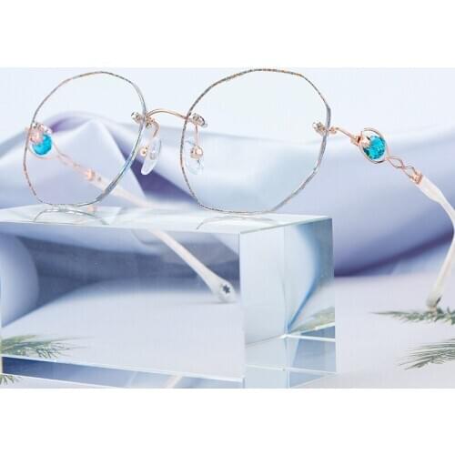 New Fashionable Frameless Diamond Trimmed Glasses for Women Rhinestone Glasses Frames Sexy Glasses Titanium Alloy