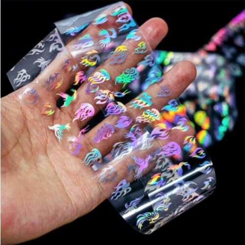 4*100cm/Roll Transfer Foil Flame Dandelion Nail Art Transfer Sticker Water Slide Nail Art Decorations Nail Art Decals