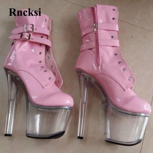 Rncksi New Pole Dance Party Queen 17cm High-heeled Shoes The Bride Wedding Shoes Buckle Straps Boots Dancer Ultra High Boots