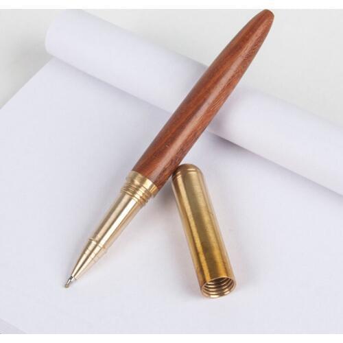 Luxury Rose wood metal Ballpoint Pen Brass Caneta Copper Ballpen Writing Pen refill Office Stationery roller ball pen Gift box