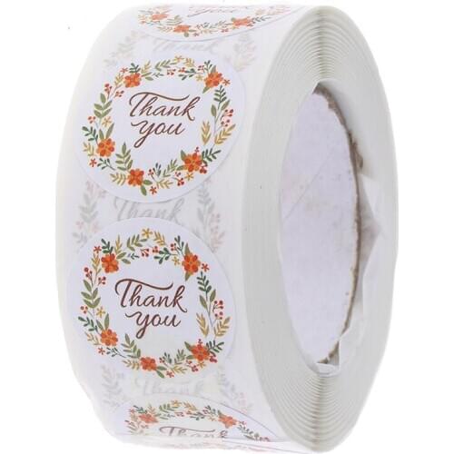 Thank You Stickers seal labels 500pcs/roll round label for package personalized decoration stationery sticker Autumn Floral