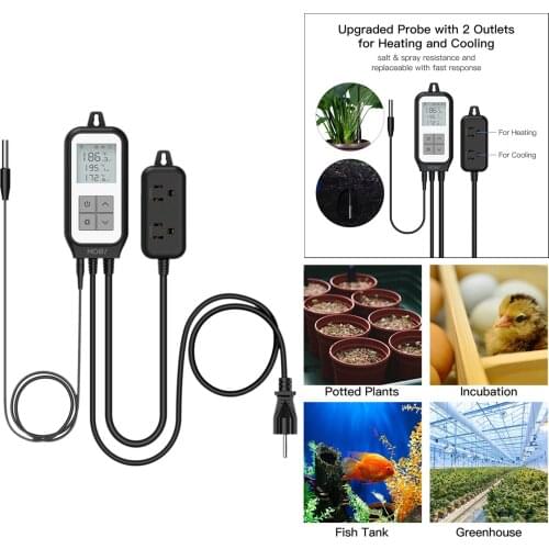 WiFi Digital Temperature Controller, Smart Thermostat Controller Heating and Cooling Greenhouse Thermostat APP Remote Control