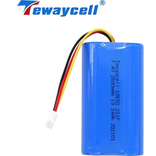 Tewaycell NTC Protection 7.4v 18650 2s1p 2600mAh Battery Pack With Pcb And Connector