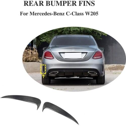 Carbon Fiber Rear Bumper Fins Air Vent Trims Sticker Decor for Merecedes-Benz C Class W205 Sport Sedan C43 AMG 2015-2020