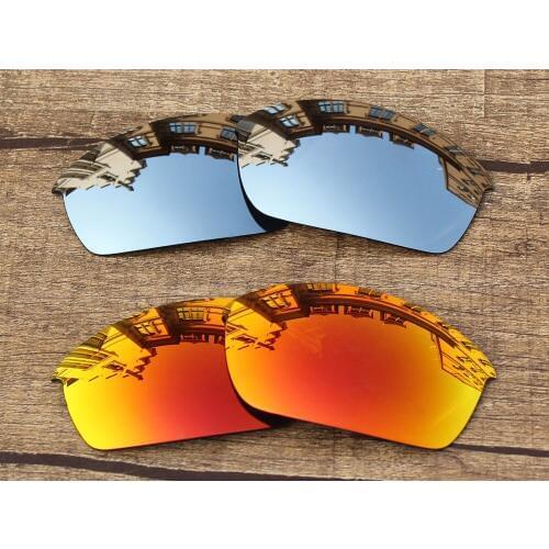 Vonxyz 2 Pairs Ruby Mirror & Chrome Mirror Polycarbonate Replacement Lenses for-Oakley Flak Jacket Frame