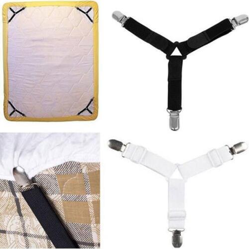 4Pcs Elastic Bed Sheet Grippers Belt Fastener Bed Sheet Clips Mattress Cover Blankets Holder Home Textiles Organize Gadgets