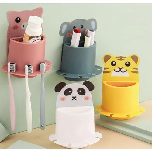 1PC Creativity Animal Wall-Mounted Bathroom Paste Type Toothbrush Toothpaste Rack Living Room Storage Rack Wall Decoration