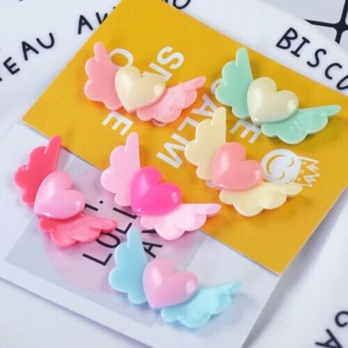 100pcs/lot 35mm Mixed Super Kawaii Resin Angel Wings Cabochon Embellishme Flatback For Kids DIY Hair Scrapbooking Craft Favor