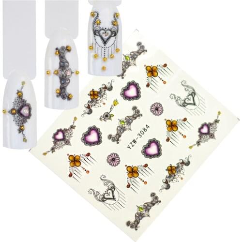 WUF 2020 Nail Gemstone Necklace Perfectly Combined Pattern Water Transfer Stickers Nail Decals Tattoo Sticker Design