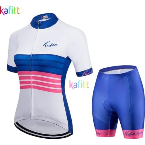 2021 Kafitt Womens White Short Sleeve Jersey Bib Pants Sets MTB Cycling Clothing Go Pro Team Ropa Ciclismo Road Bicycle Shirt