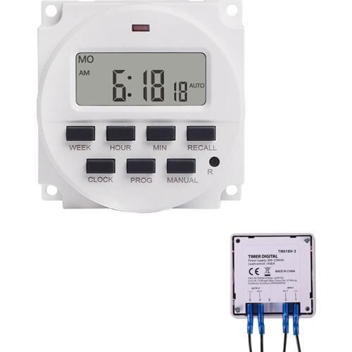 220V Digital 7 Days Programmable Timer BIG LCD 16A Rechargeable Control Switch 12V/24V/110V for lights And Electronics Product