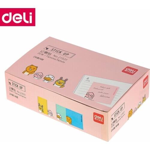 24 Bags/Lot wholesale Deli 21531 Note stickers Memo pads Stick up 74x74mm Cartoon Cute Korea style Sticker pads