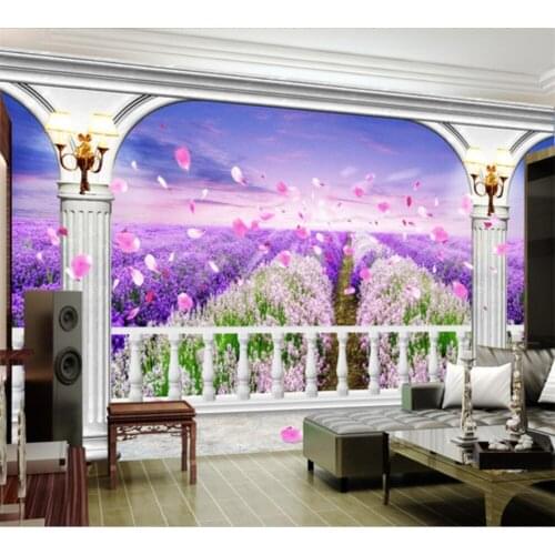 Beibehang Custom 3D Wallpapers Modern Natural Purple Lavender Original Balloon Flying Home Decor Hotel Hall Background Wall