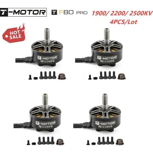 4PCS/Lot T-MOTOR F80 PRO 1900/ 2200/ 2500KV FPV Racing brushless Motor pulling force 2115g Super Motor for RC FPV Racing Drone
