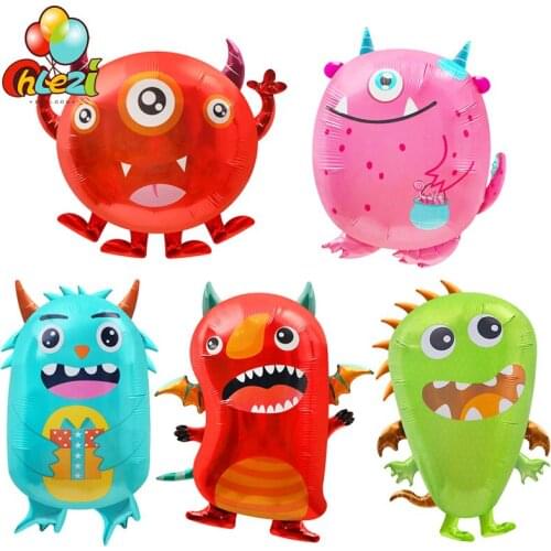 5pcs Cartoon Alien Foil Balloons Monster Helium Balloon Baby Shower Kids Toys Globos Boy Girl Happy Birthday Party Decorations
