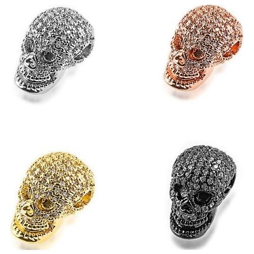 9*15mm skull crystal micro pave cz zircon cubic zirconia beads DIY necklace charm bracelet connectors rf42d