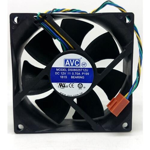USED AVC DS08025T12U 12V 0.7A 8CM 8025 4lines temperature control PWM PWM cooling fan