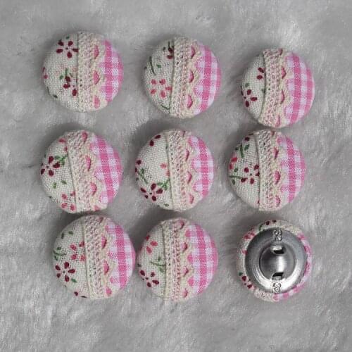 Free shipping 100pcs/lot 20mm 2cm lace diy made by hand fabric cover button cloth covered buttons component with shank E219
