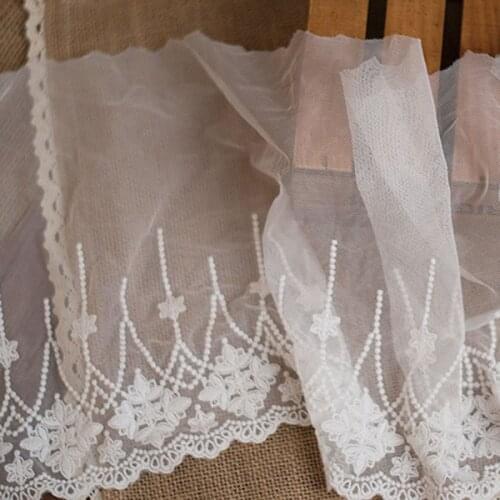 Free Shipping Soft Gauze Embroidery Lace Trim Lace Fabric Cotton Ribbon Lace DIY 23cm width 3Yds/lot