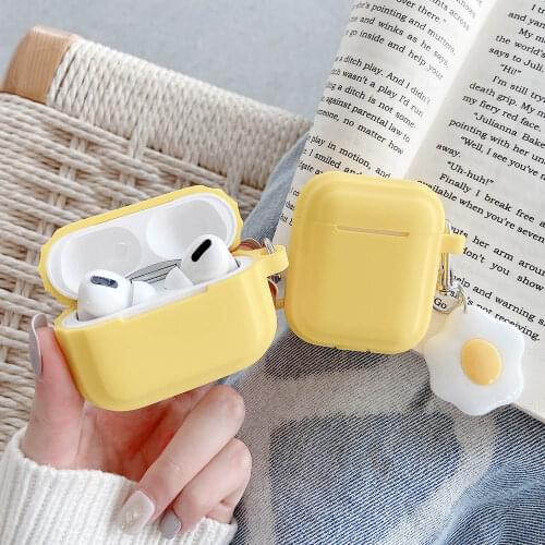 Cute Egg Soft Silicone Case For Apple AirPods 2 Pro Cases Keychain Headphones funda For AirPod 1 3 Earphone Accessories Cover