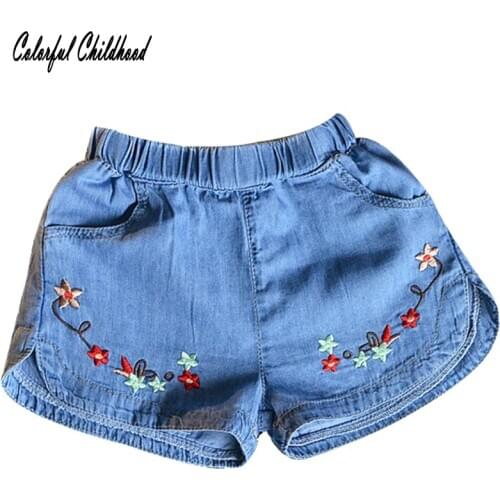 Colorful Childhood Denim Shorts For Girls