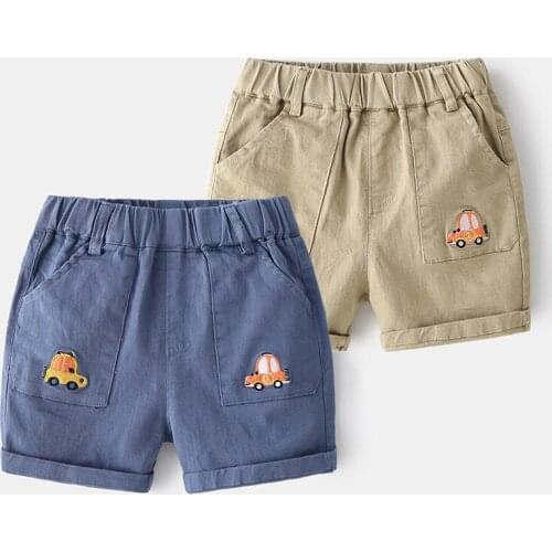 Children Shorts 2021 Summer Boys Casual Shorts Cartoon Car Pattern Fashion Kids Clothes Cotton Elastic Waist Toddler Kids Pants