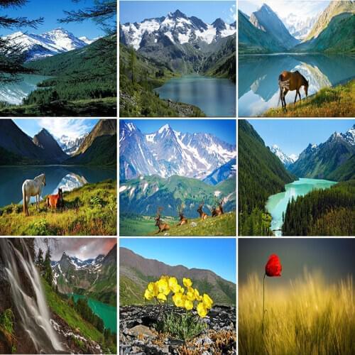 DIY Photo Custom Diamond Painting Picture of Rhinestones Town landscap diamant painting Embroidery Beadwork Cross Stitch5D Full