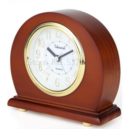 Home study creative decoration European solid wood desk clock living room seat clock decorative quartz clock