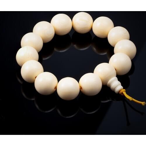 Natural Resin Elastic Bracelets Bangles Ivory White Buddhist Meditation Buddha Beads Bracelet for Men Classic Jewelry Gift