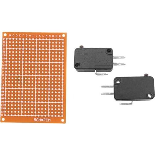 2 Pcs Electric 1NO 1NC Contacts Push Button Micro-Switch Black & 5pcs copper single-sided universal circuit board