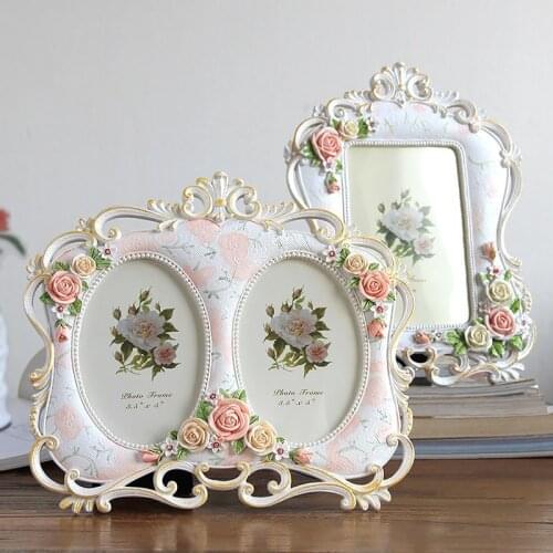 5inch Picture Frame For Wedding Desktop Decoration Resin Photo Frame Vintage Painting Art White 6inch Photo Frames Creative Gift