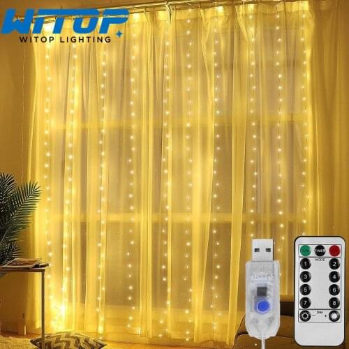 3M LED Curtain Garland USB String Lights Fairy Remote Control New Year Christmas Holiday Decorations for Home Window Bedroom
