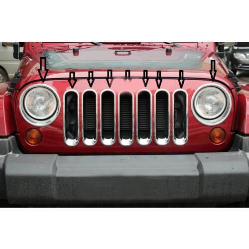 Chrome Grille Grill + Headlight Head Lamp cover for Jeep Wrangler JK 2007-2014