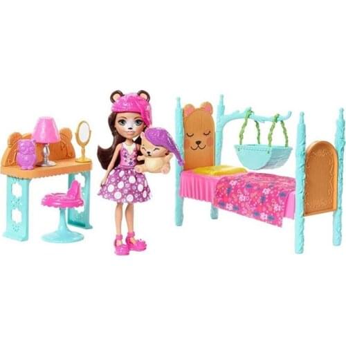 Enchantimals Character Doll Bren Bear and Cute Snore Animal Friend for Girls Sleepover Bedroom Playset Collectible Models