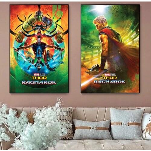 Marvel Interesting Sci-Fi Movie Thor: Ragnarok Propaganda Art Poster Hulk And Hela Canvas Painting Wall Decorations Living Room