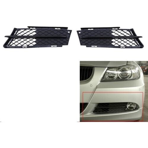 JanDeNing 2pcs ABS Front Lower Bumper Fog Light Grill Cover Grille Trim For BMW E90 328i 2006-2008