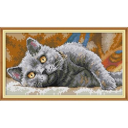 Joy Sunday New Arrival Black Cat Needlework DMC DIY Handmade 11&14CT Cross Stitch Sets For Embroidery Kits Gift Room Decor