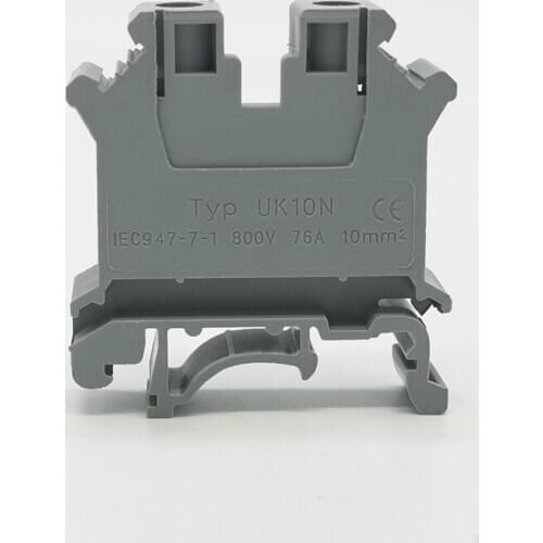 10PCS UK10N DIN Rail Terminal Block Wire Terminal blocks 10mm2 DIN Rail Universal Combination Terminal Blocks Screw Type UK-10N