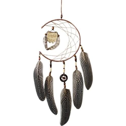 Handmade Dream Catcher With Feathers Wooden Owl Wall Hanging Decor Ornament Cartoon Owl Decorations Best Gift