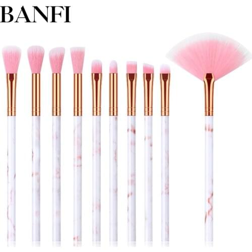 10PCs Marble Makeup Brushes Set For Eye Shadow Foundation Lip Professional Make-up Tools Cosmetic Beauty Brushes For Make-up New