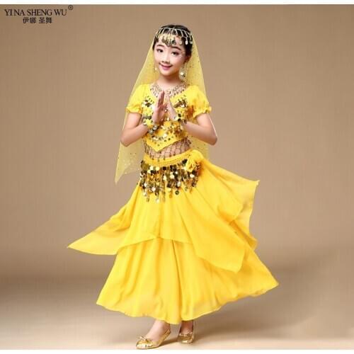 Kids Belly Dance Costumes Set Kids 2/7pcs Oriental Dance Girls Belly Dancing India Belly Dance Clothes Kids Bellydance Top Skirt