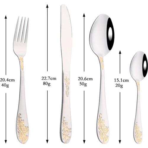 Gold Plated Flatware Cutlery Set Luxury Dinnerware Set Stainless Steel Knfe Fork Royal Dining Table Setting Western Tableware