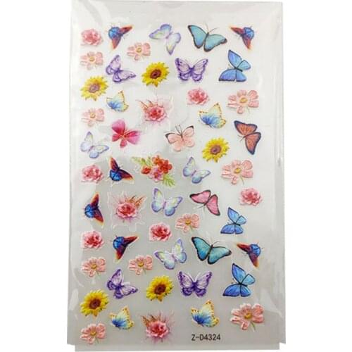 1 Pcs New 5D Nail Sticker Flower butterfly Shaped Decals Stickers For Nail Foil Love Heart Design Nail Art Decoration