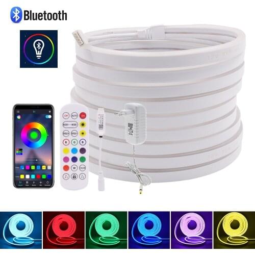 12V RGB LED Strip Neon light With Bluetooth APP Remote Control RGB 3535 96Leds/M Neon Tape Ribbon EU US Waterproof Neon Sign